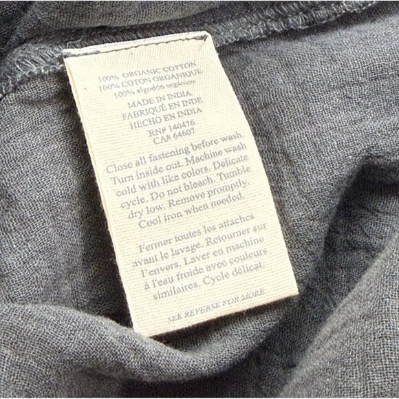 Faherty Dream Cotton Gauze Desmond Top Shirt Organic Cotton Gray Relaxed Size M - Picture 6 of 8